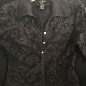 Floral sheer black top